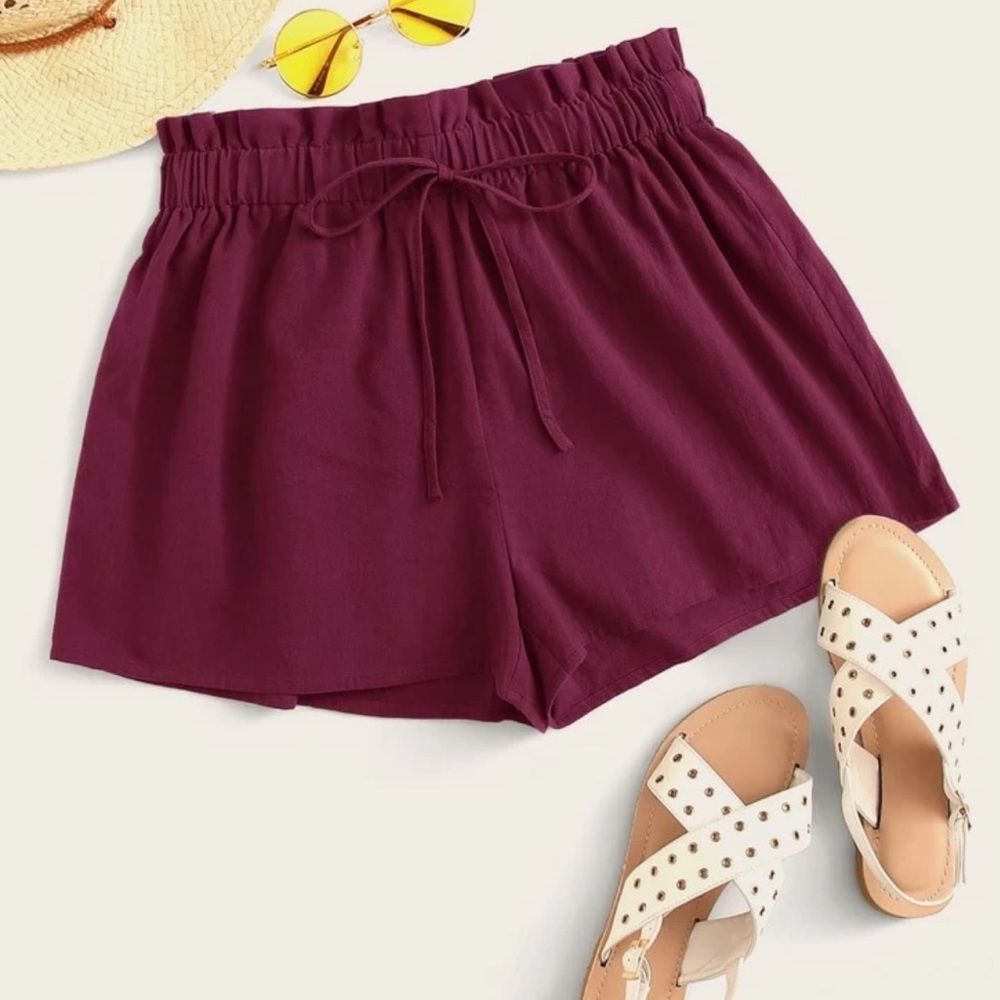 SHEIN paper-bag style shorts